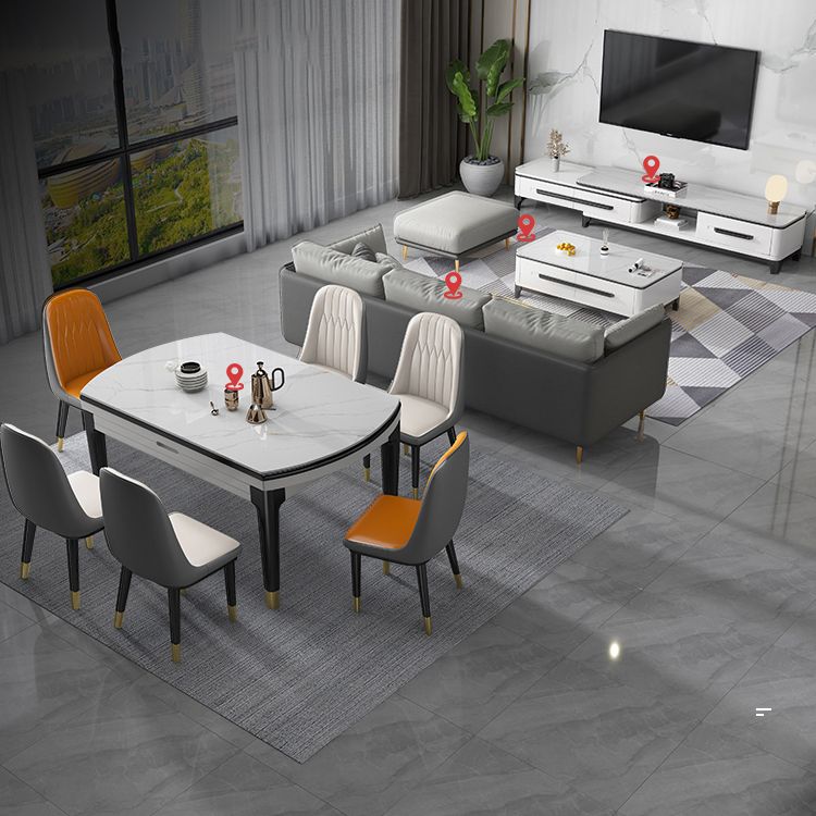 Modern Style Stone Furniture 5/7/9 Pcs 4 Legs Table with Armless Chair