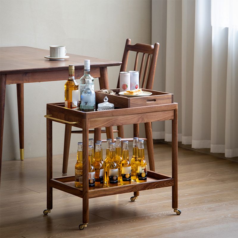 Modernistic Accent Side Table Solid Wood with Storage Living Room Double Tier