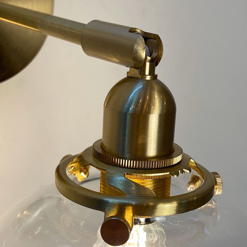 Metal Modern Wall Sconce Pumpkin Shape Vanity Lamp with Glass Shade for Bathroom