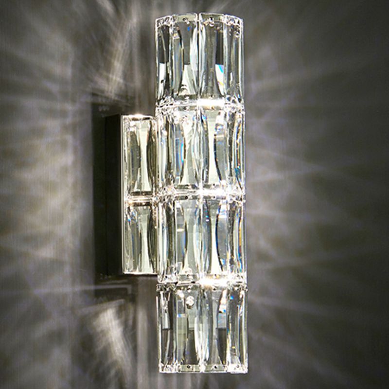Zylinder Multi-Lights Wandleuchten Moderner Kristallwandmontageleuchte in Chrom