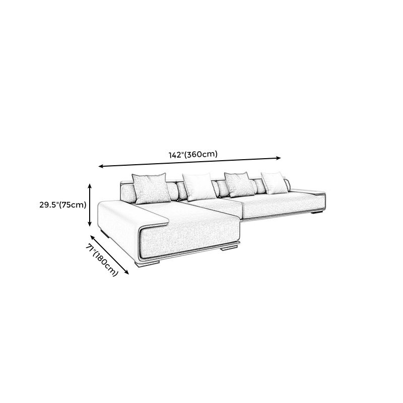70.87"W Contemporary Square Arm Sectionals with Pillowed Back Cushions