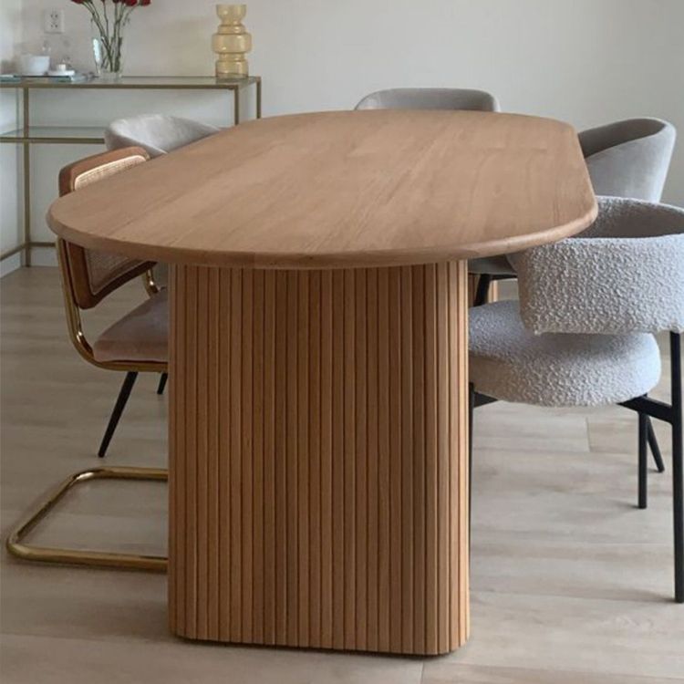 Modern Natural Base Table Oval Wood Top Dinner Room Kitchen Table