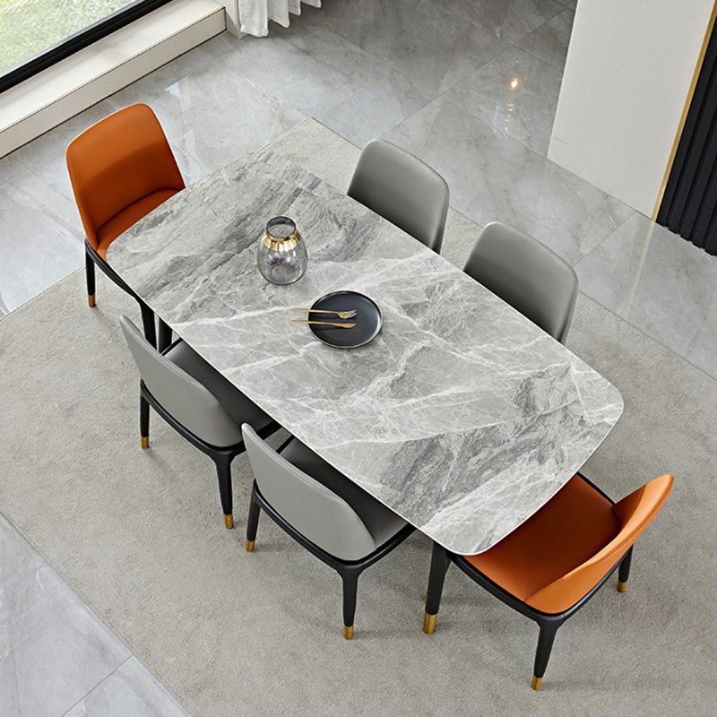 Nordic 1/4/5/7 Pieces Furniture Rectangle Stone Dining Table Set in Gray