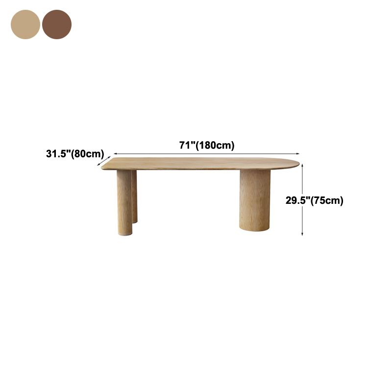 Free Form Wood Dining Table Natural and Walnut Dining Table with Pedestal Base