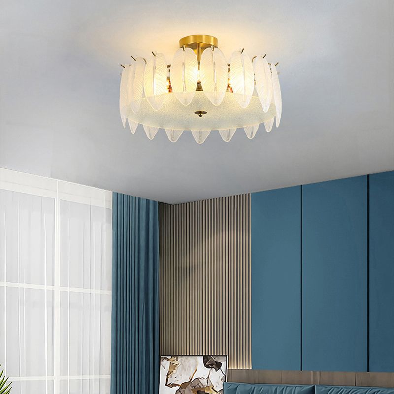 Modern Glass Ceiling Lamp Geometric Flush Mount Light Fixture for Bedroom