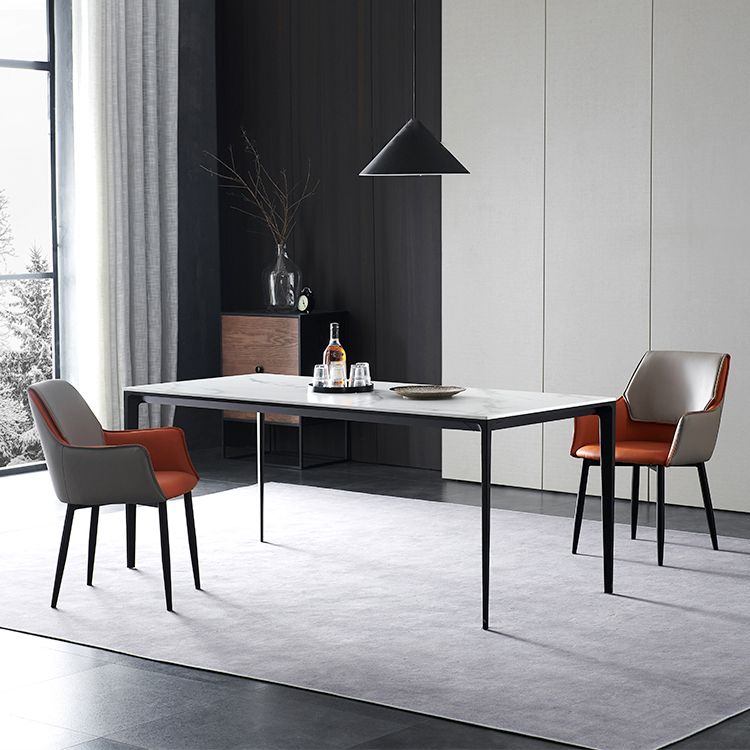 Modern Dinette Set 1/3/4 Pieces Rectangle White Sintered Stone Top Dining Table Set