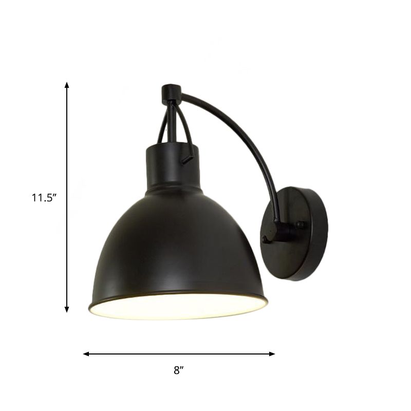 Bowl Shape Outdoor Wall Hanging Light Loft Iron 1-Light Black Sconce Light Fixture