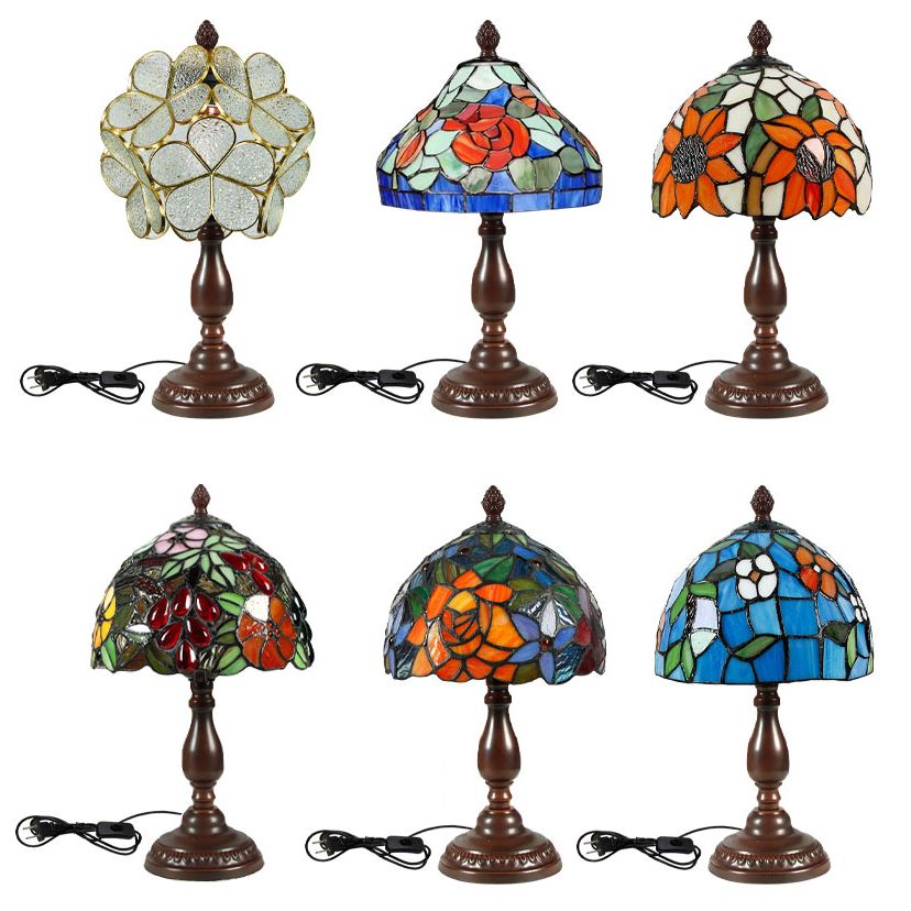 Glass Geometric Night Table Lamps Tiffany Style 1 Light Table Lamp