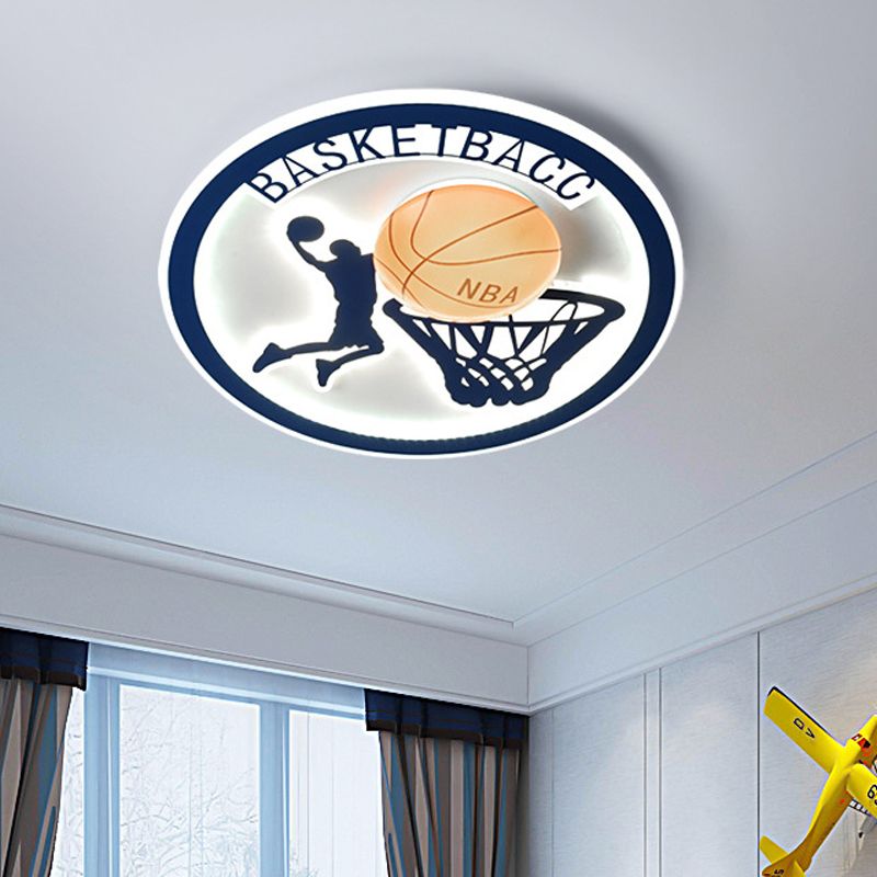 Basketball Shot Plafonnier Enfants Orange/Blanc Verre Enfants Chambre LED Plafonnier