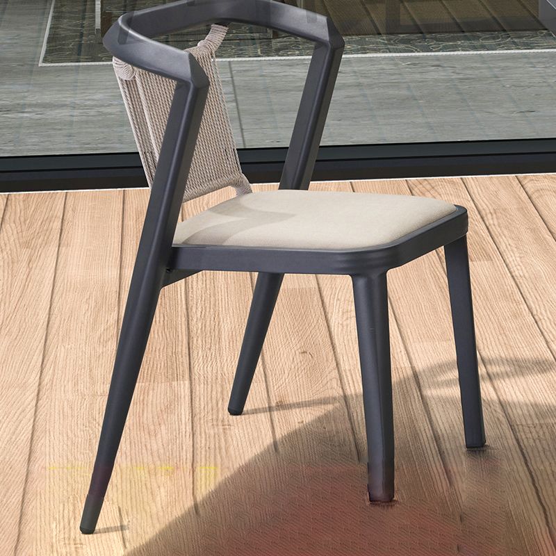 Tropical Rattan Gray Armed Chairs with Arm Patio Dining Chair