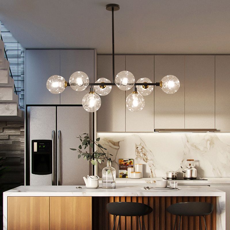 Kitchen Island Pendant Light Nordic Style Island Lighting Fixture with Orb Glass Shade