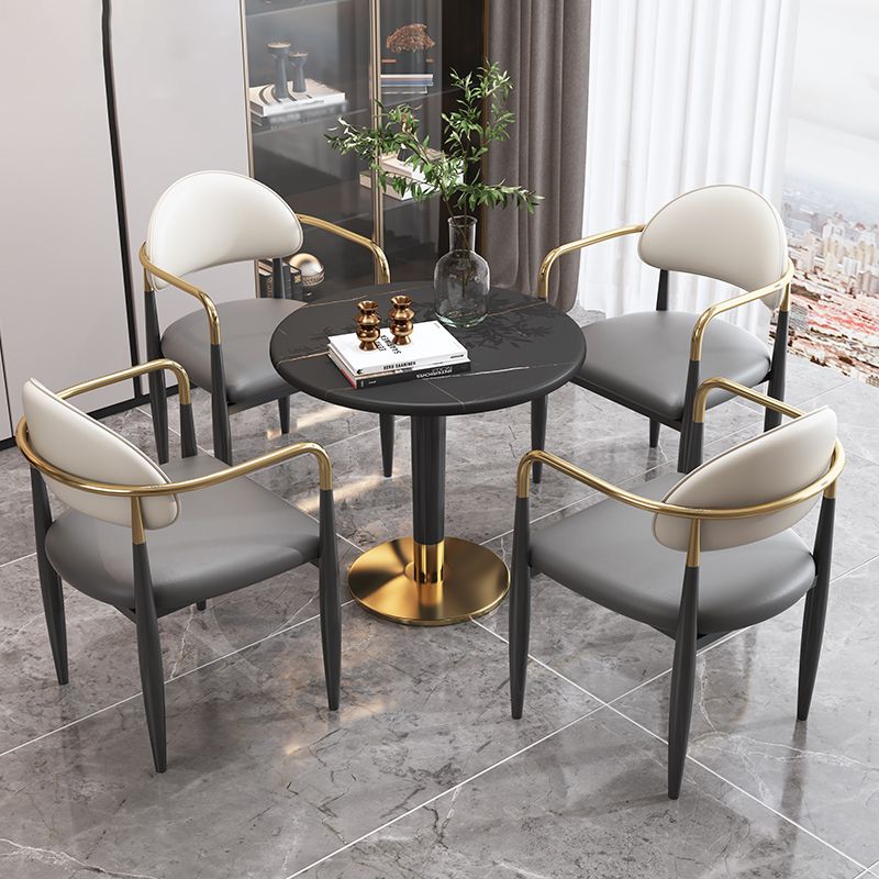 Modern Style Dining Chair Leather Open Back Arm Chair for Dining Room