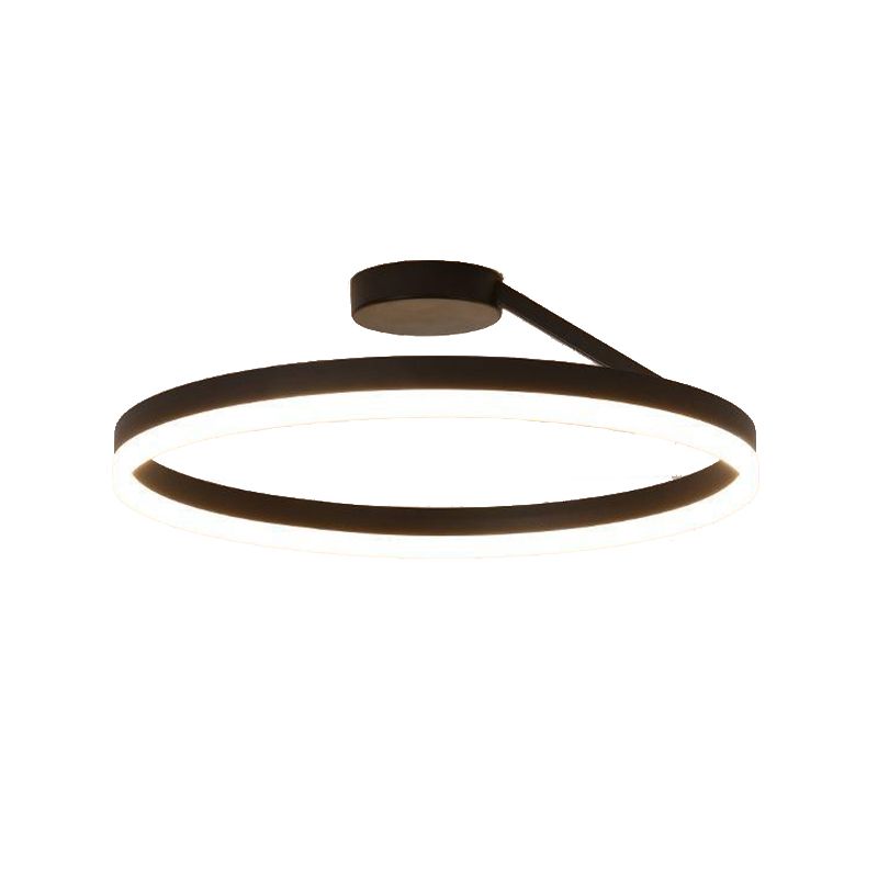 Metal Round Shape Flush Mount Light Modern-Style 1 Light Flush Ceiling Light in Black