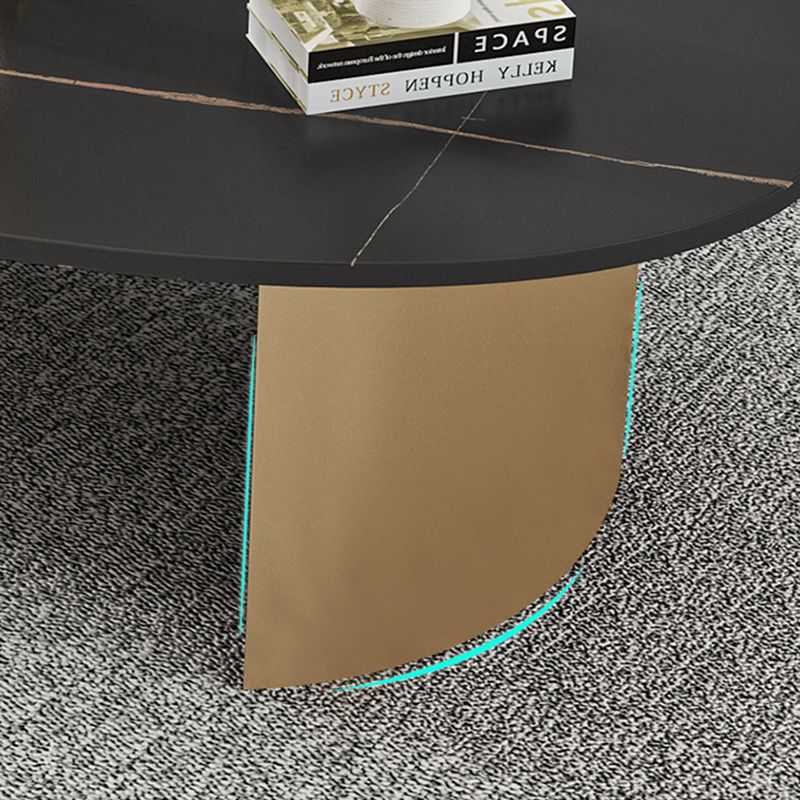 Glam Slate Coffee Cocktail Table Oval Cocktail Table for Living Room