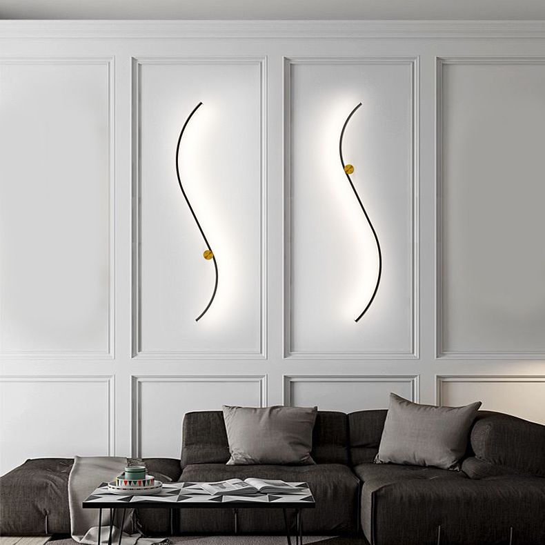 Modern LED Wall Mount Lighting Black Wave Wall Lighting Fixture with Metal Shade