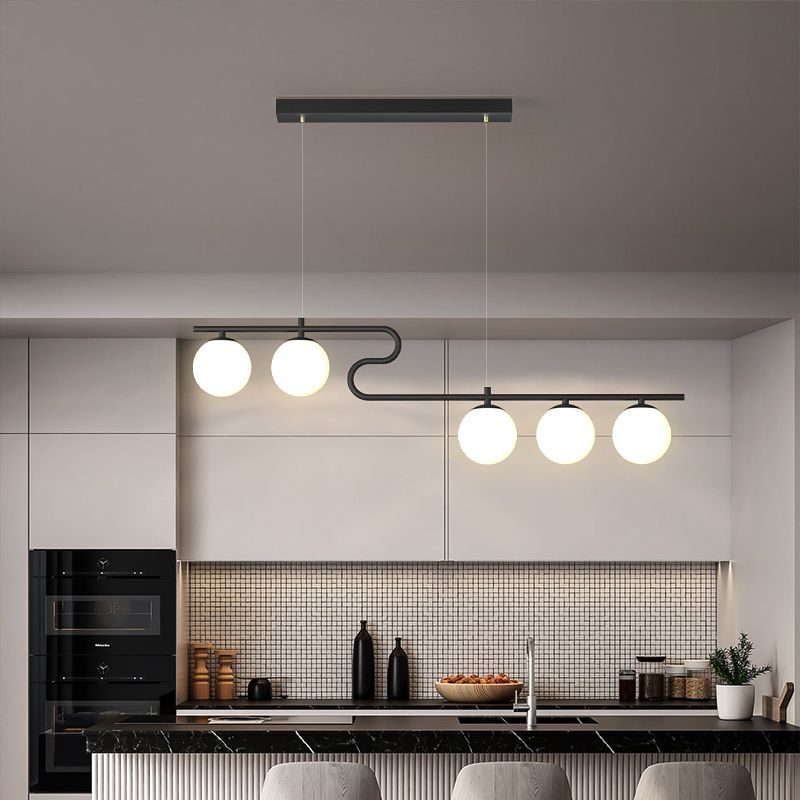 Modern Simple Hanging Lamp Glass Ball Shape Shade Island Light Fixture for Dining Table