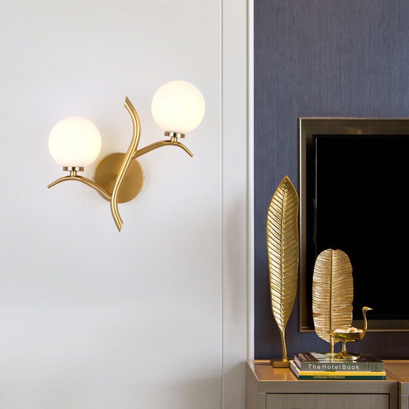 Modern Simple Style Round Disc Shade Wall Sconce Metal 2 Lights Sconces in Gold Finish