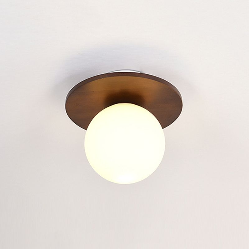 Wood Sphere Flush Mount Lights Contemporary Style 1 Light Flush Mount Lighting