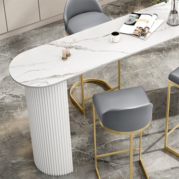 Glam Bistro Set 1/3 Pieces White Colour Stone Bar table with Upholstered Stools