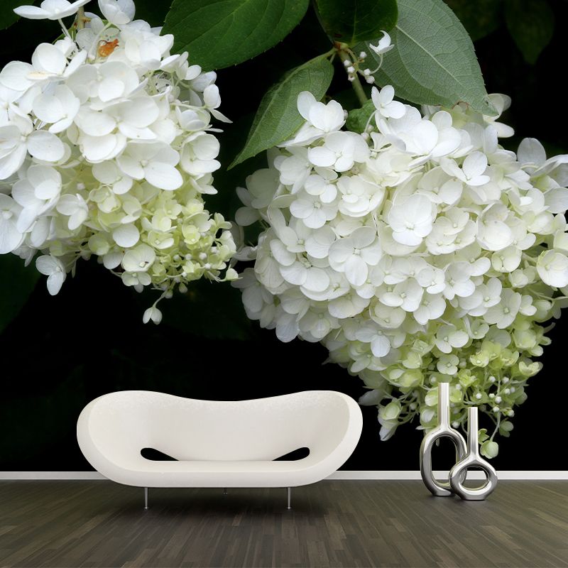 Modern Hydrangea Mural Wallpaper Stain Resistant Wall Covering for Living Room