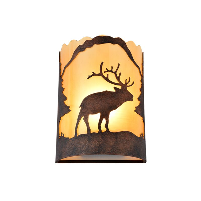 Lámpara de matorral de óxido de metal medio cilindro de 1 cilindro iluminación de pared de pared de 1 luces con sombra de tela
