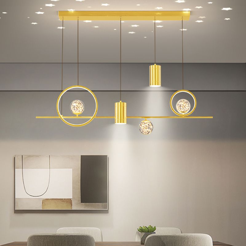 Zeitgenössisches Insel Licht Geometrisches Metall 7-Licht-Insel Deckenleuchte