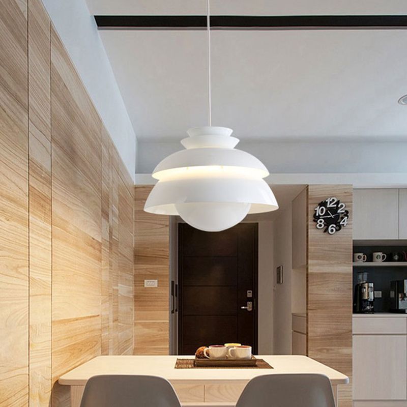 Wide Flare Hanging Lighting Modern Metal 1 Bulb White Ceiling Pendant Light for Dining Room