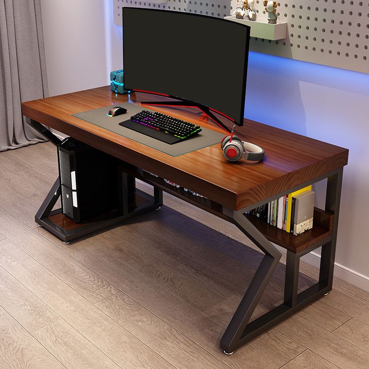 Rectangle Bedroom Office Table Solid Wood Writing Desk with Shelves