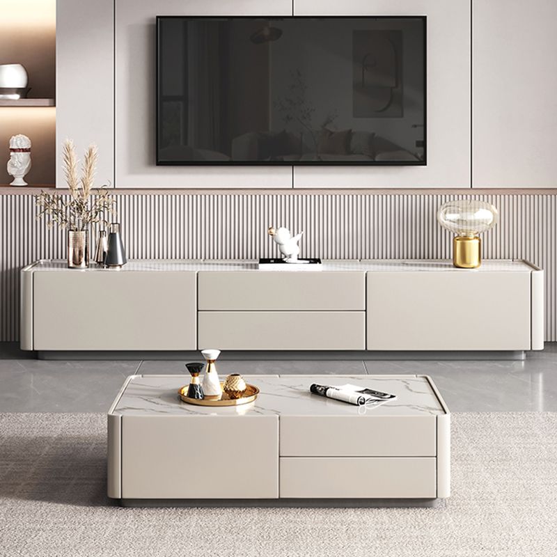 Contemporary TV Stand Console with Rectangle Top for Living Room