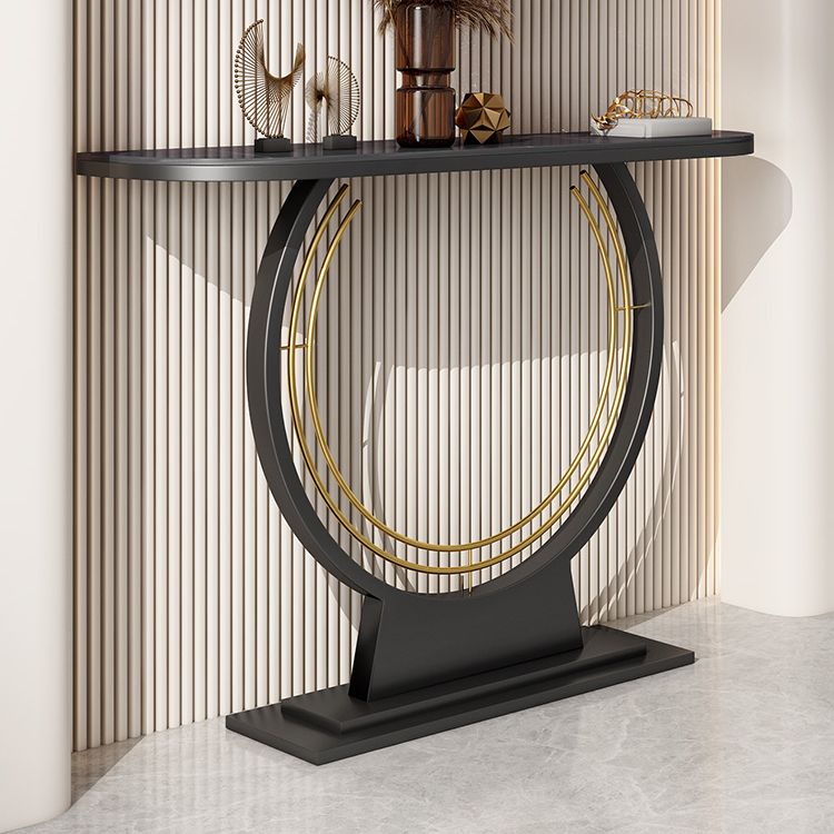 Half Moon Console Accent Table Antique Finish Console Table in Stone