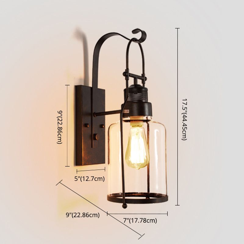 1 Light Metal Wall Light Sconce Industrial Cylindrical Hall And Foyer Wall Mounted Light Fixture