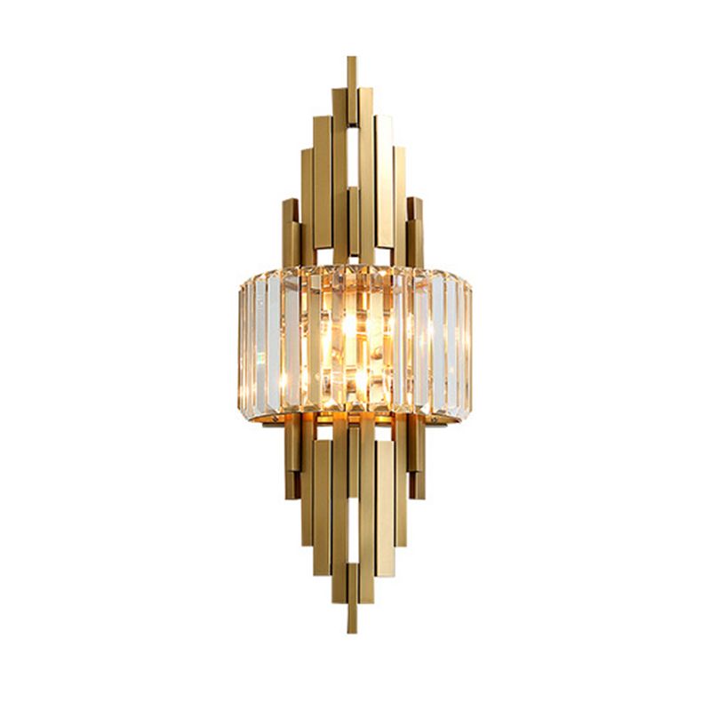 Gold Geometric Wall Lamp in Modern Creative Style Stainless-Steel Wall Light with Crystal Shade