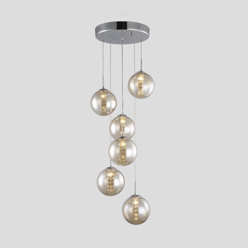 Glass Globe Pendant Light in Modern Creative Style Wrought Iron Hanging Lamp for Commercial Place