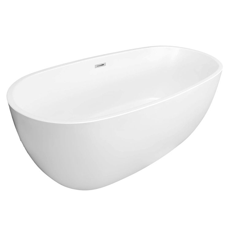 Acrylic Freestanding Soaking Bathtub Antique Finish Oval Modern Bath Tub