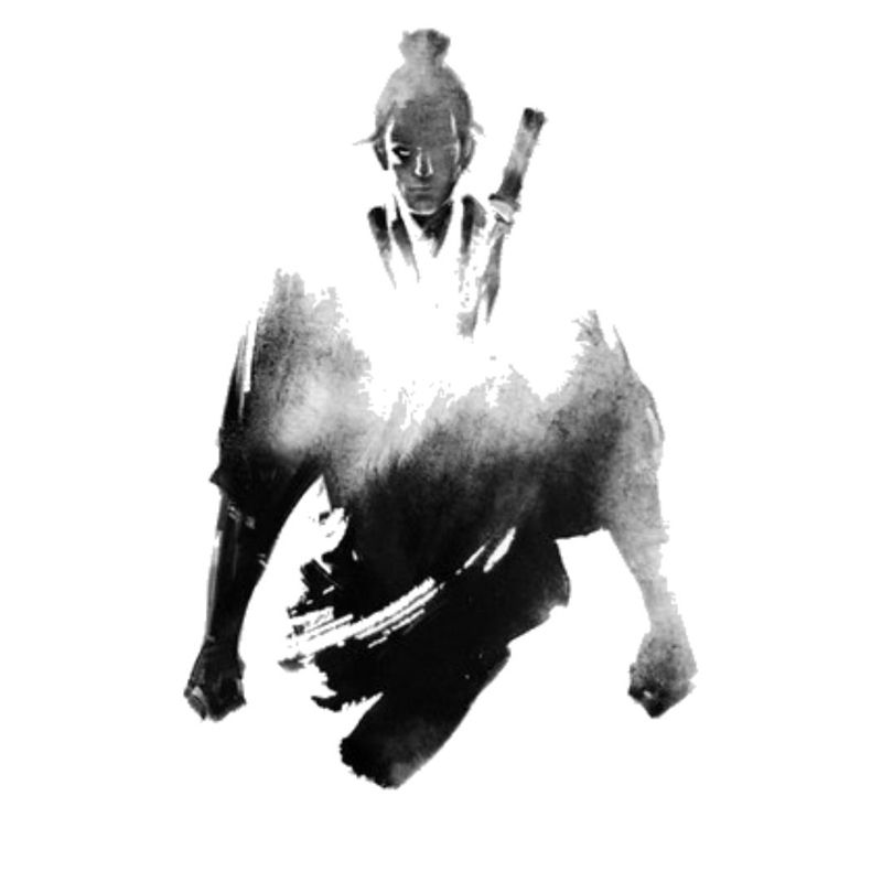 Black Swordsman Mural Decal for Decoration Contemporary Living Room Wall Covering