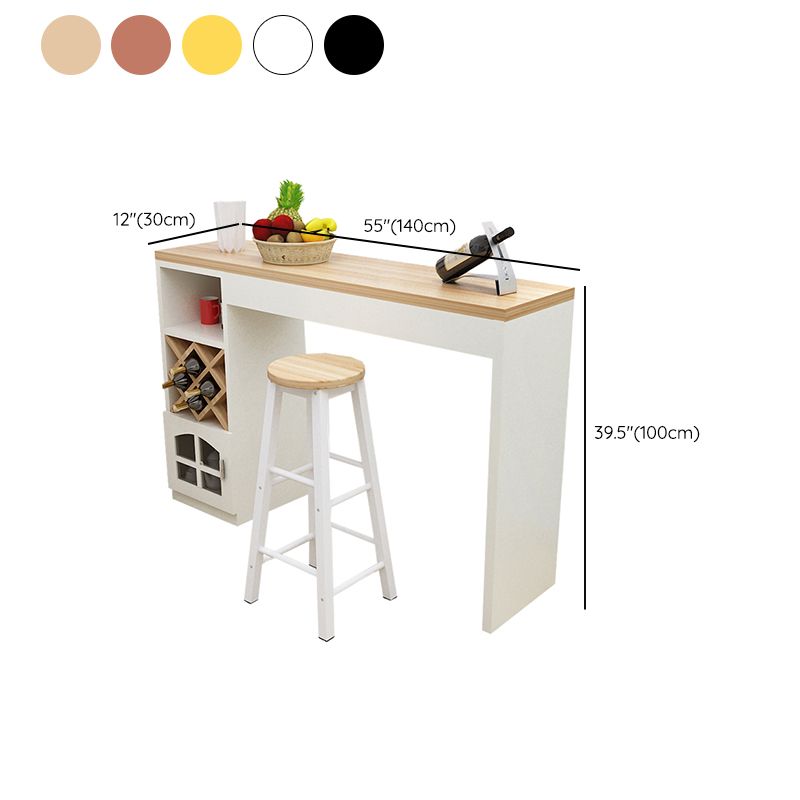 Contemporary Double Pedestal Rectangle Bar Table for Kitchen Dining Room