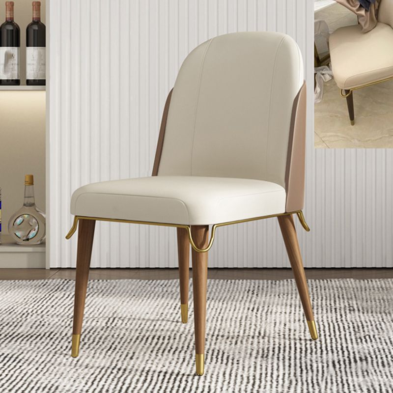Contemporary Parsons Dining Chairs Faux Leather Armless Dining Chairs for Home
