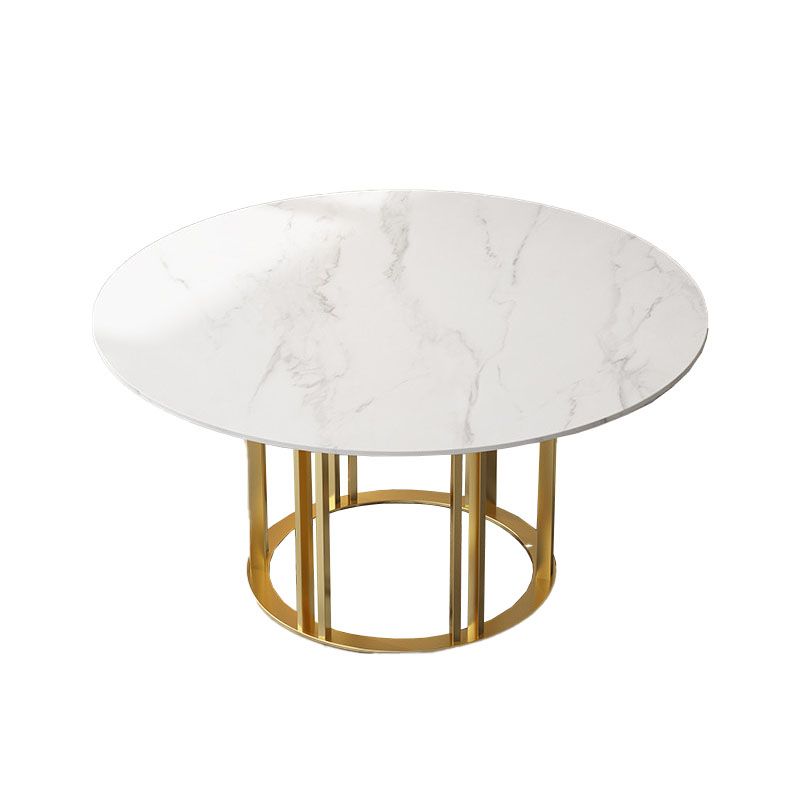 Round Traditional Luxury Stone Table Standard Height Dining Table with Pedestal Base