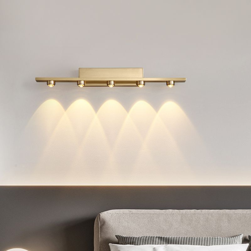 Modern Style Linear Shade Wall Sconce Metal Multi Lights Wall Mounted Lighting in Brass