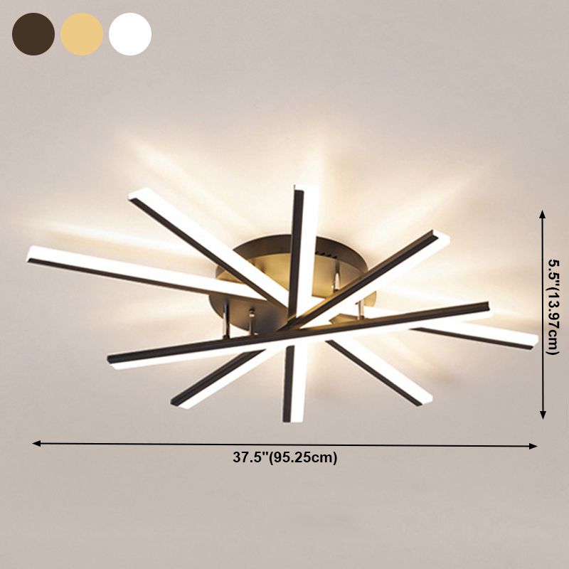 Plafonnier LED linéaire en acrylique, simplicité moderne, montage encastré en fer laqué pour salon