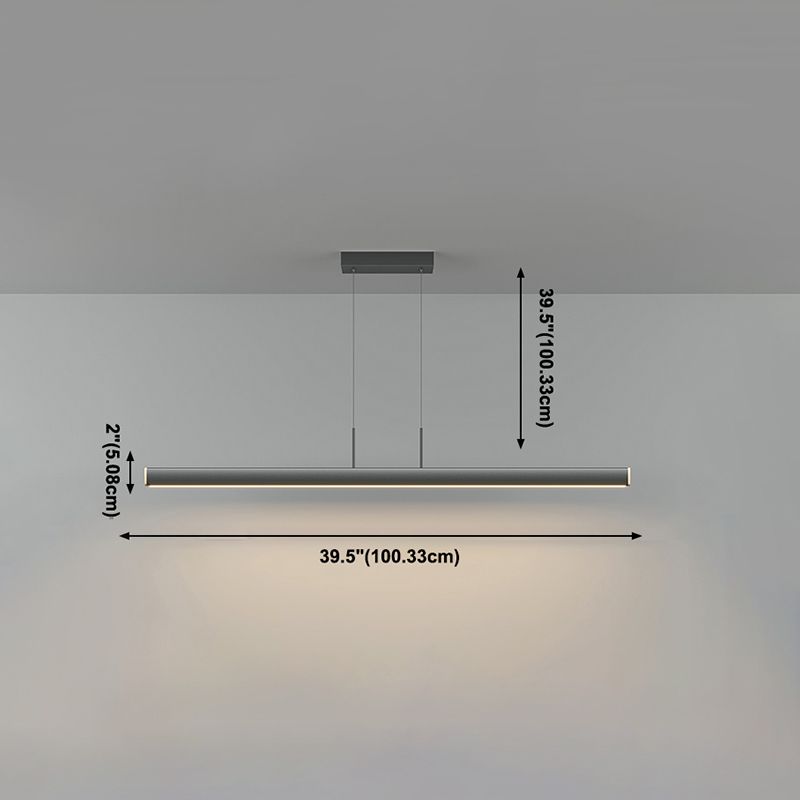 1 Light Linear Island Lights Contemporary Metal Island Pendants in Black