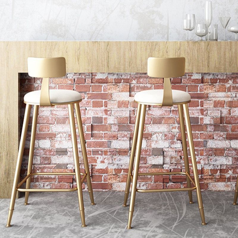 Glam Armless Backrest Counter Stool Iron Bar Stool with Cushion for Milk Tea Shop