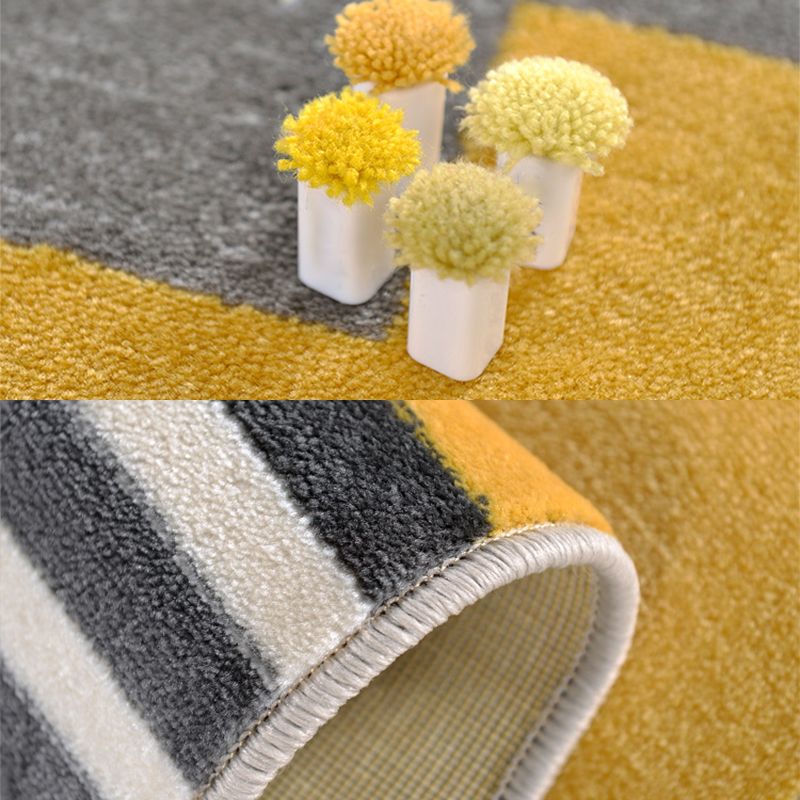 Modern Living Room Rug Multi Colored Geometric Indoor Polyster Non-Slip Backing Easy Care Carpet