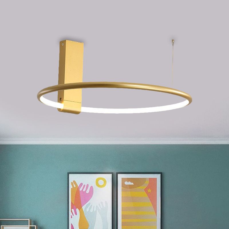16"/23.5" Wide Ring Ceiling Fixture Modern Style Metallic Black/White/Gold LED Flush Mount Lamp in Warm/White/Natural Light