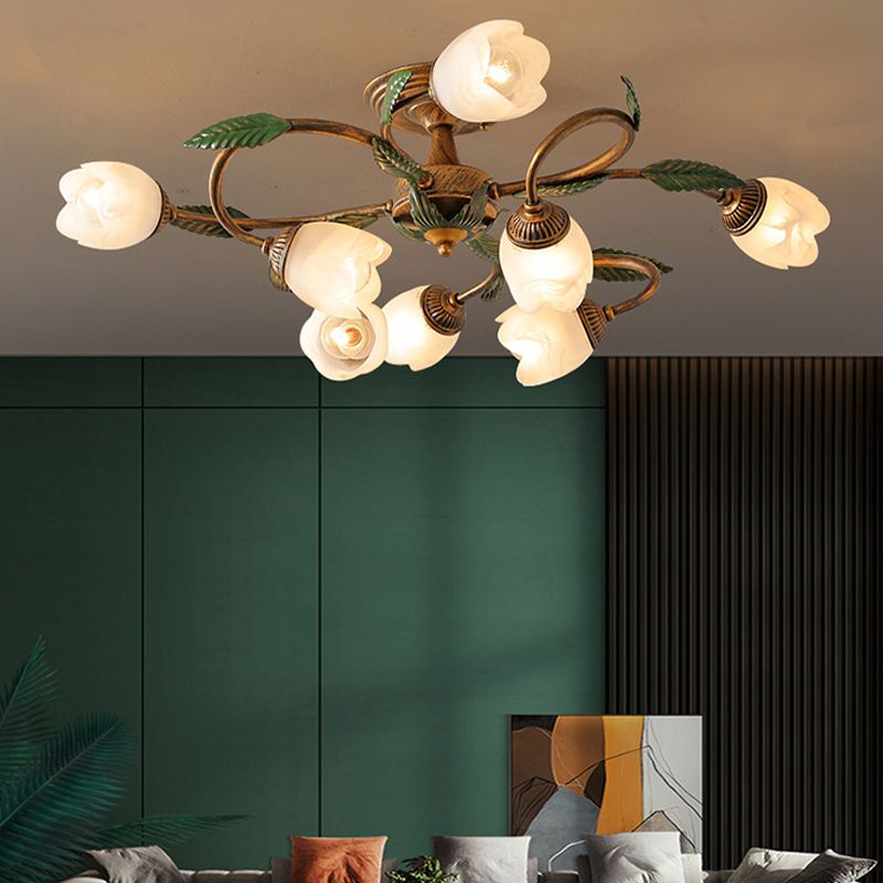 Modern Simple Iron Ceiling Lamp Flower Shape Ceiling Light for Living Room