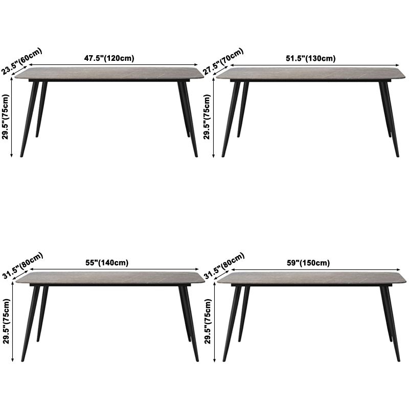 Simplicity Style Sintered Stone Dining Table 4 Legs Carbon Steel Base Rectangle Table for Home