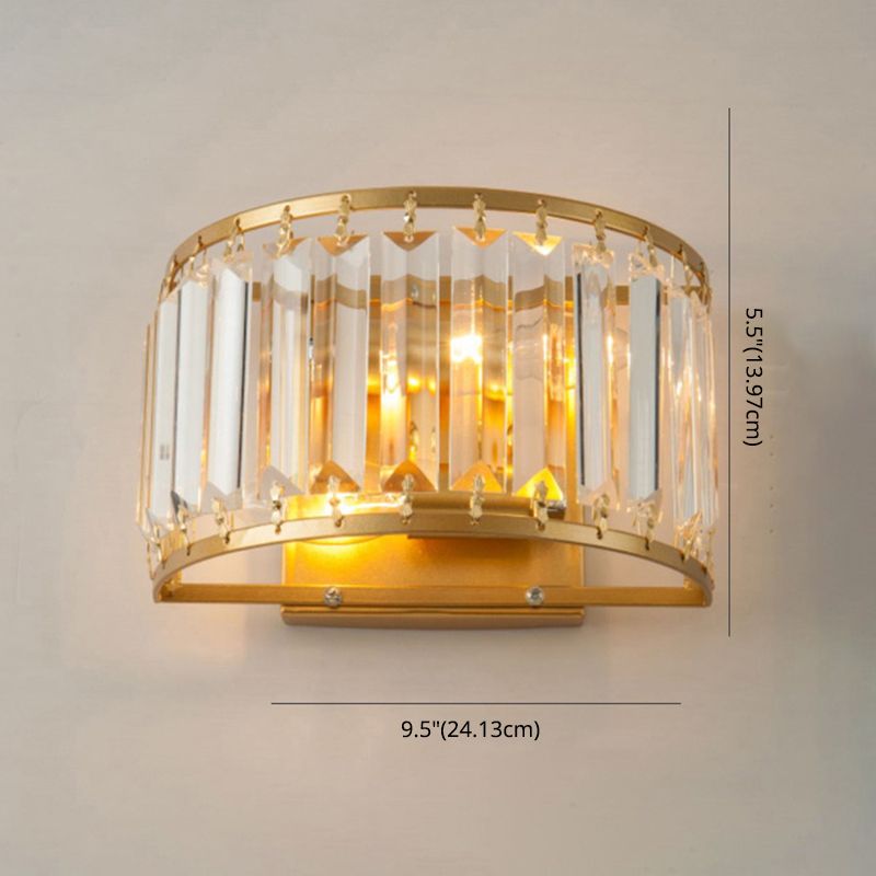 Luz de columna Luz de columna Modern Style Crystal 2 luces de pared Iluminación en oro y negro