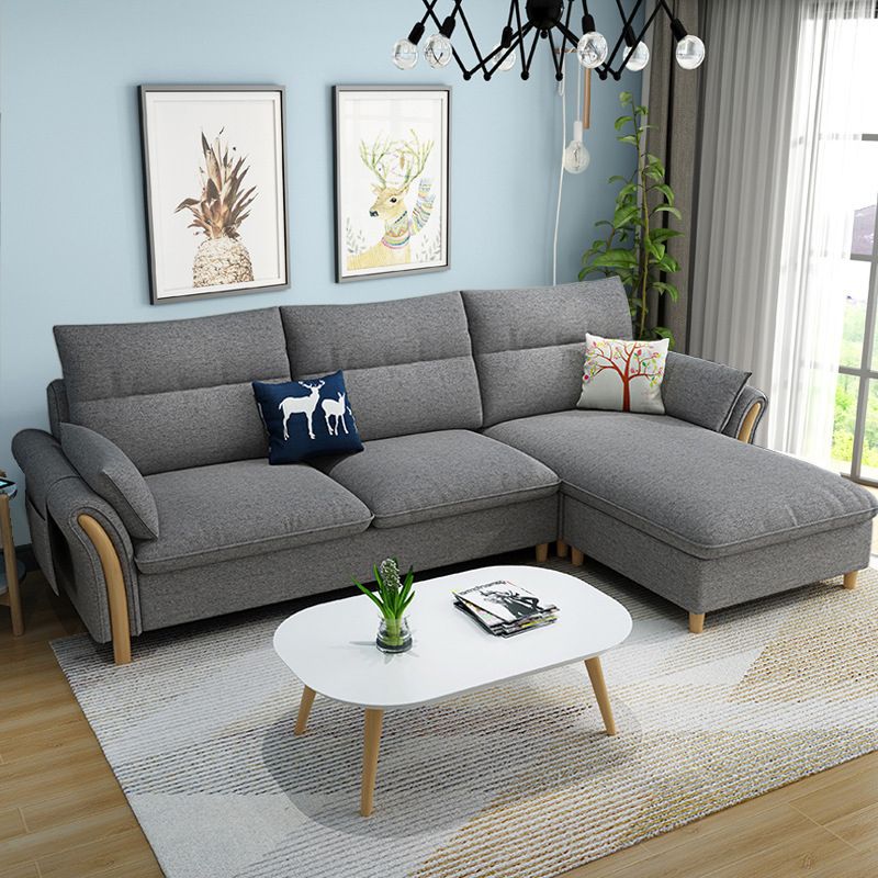 3-seater Fabric Sectional Sofa Slipcovered Sectional with Storage