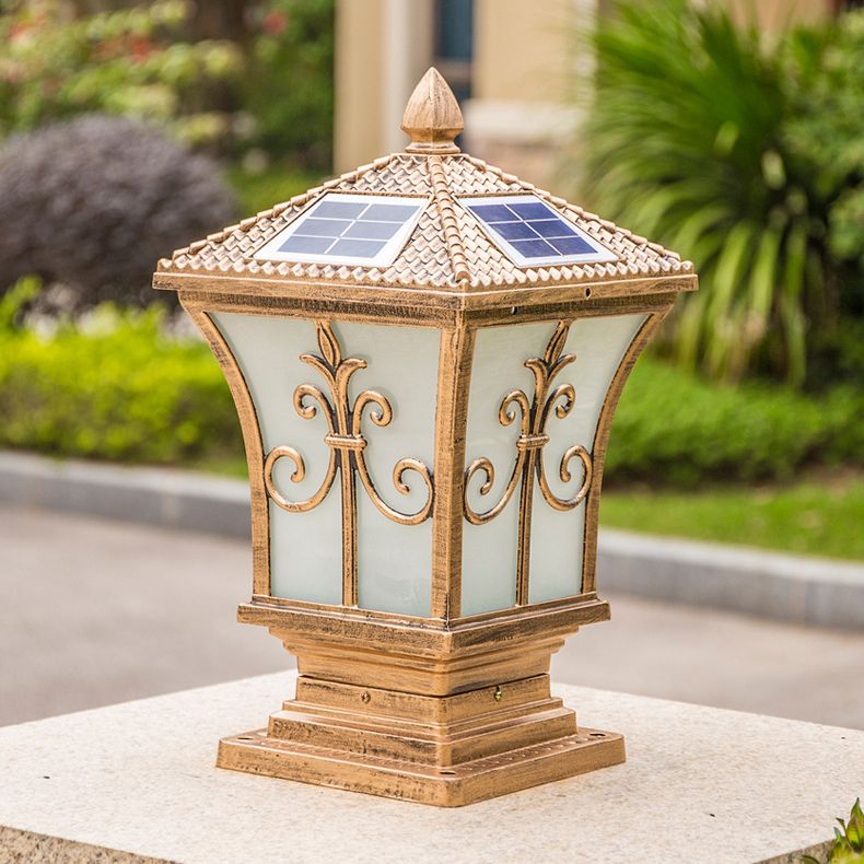 Modern Outdoor Lamp Minimalist Solar Lamp with Acrylic Shade for Backyard