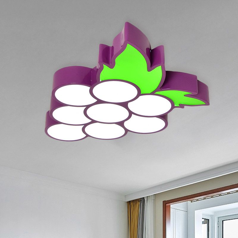 Creative Led Light Fixture with Acrylic Shade White Grape/Banana/Apple Flush Mount Lighting